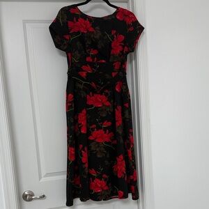 Floral Black and Red Dress